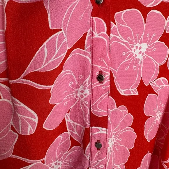 Zara Floral Red pink Women's Top size medium - Picture 4 of 9